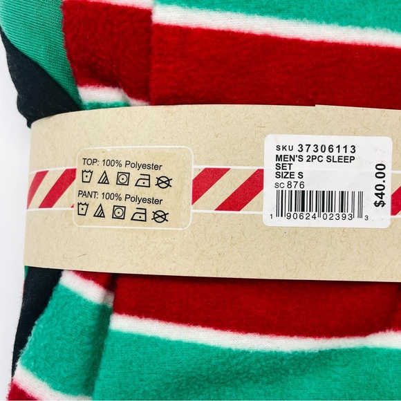 NWT holiday traditions 2 piece Elf pajama set green red white stripe size small - Picture 5 of 8